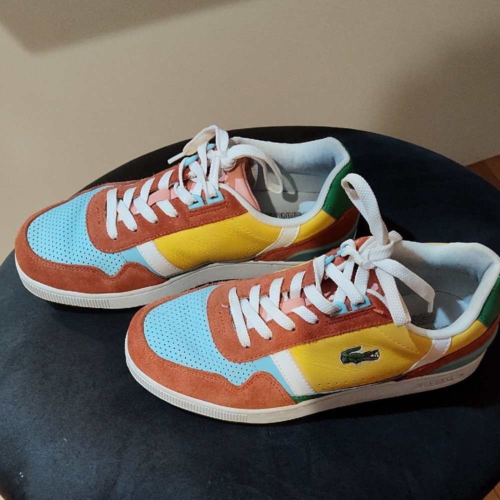 Lacoste Colorful Sneakers with Blue, Yellow, and Orange